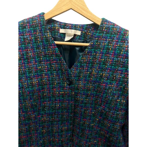 The Limited Vintage 90's Teal Tweed 2 Piece Skirt Suit - Picture 3 of 9